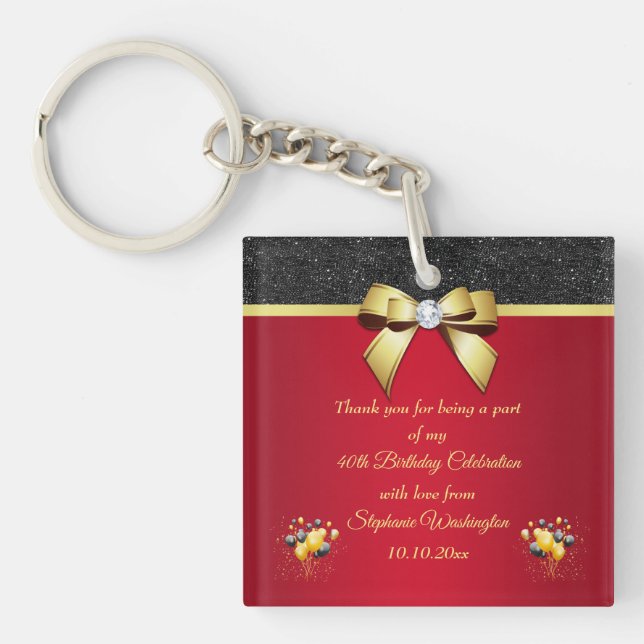 Glamorous, Romantic Elegance Birthday Thank You Keychain (Front)