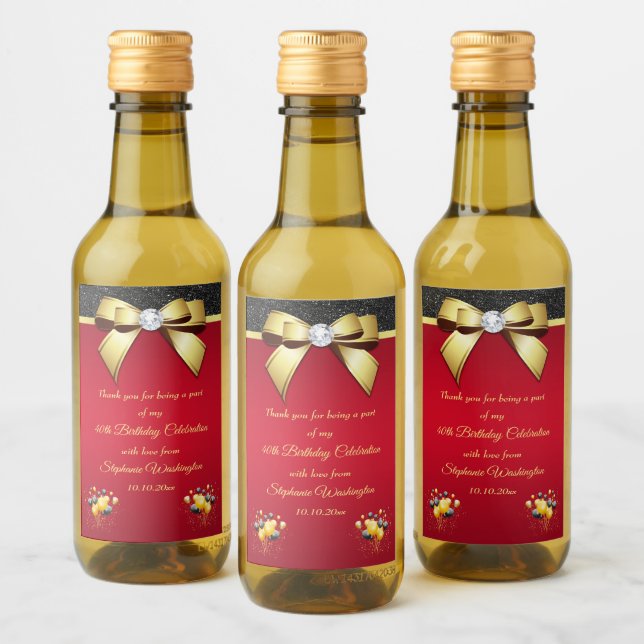 Glamorous, Romantic Elegance Birthday Wine Label (Bottles)