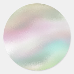 Glamorous Romantic iridescent pearl holographic C Classic Round Sticker