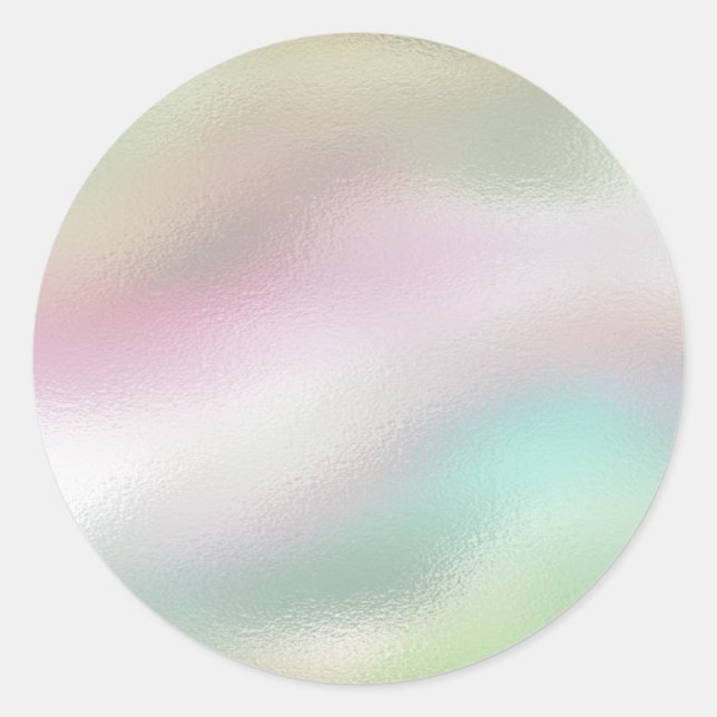 Glamorous Romantic iridescent  pearl holographic C Classic Round Sticker (Front)