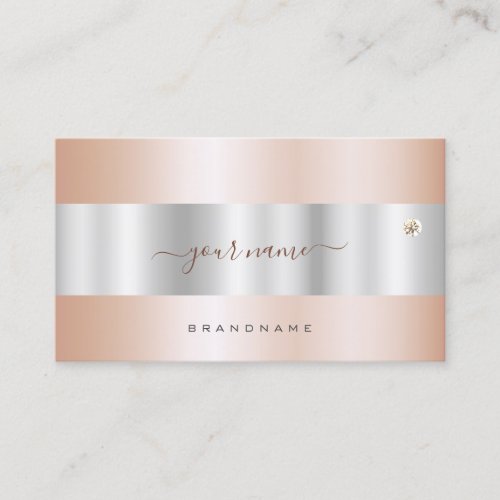 Glamorous Rose Gold and Silver with Faux Diamond  Business Card