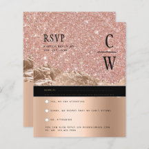 Glamorous ROSE Gold Black Wedding RSVP