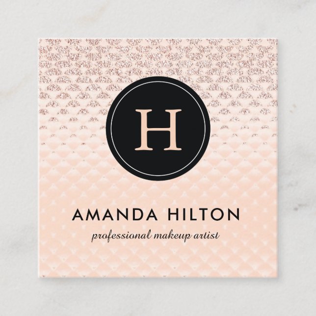 Glamorous Rose Gold Business Card Template (Front)