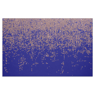 Glamorous Rose Gold Cobalt Blue Glitter Ombre Fabric