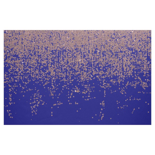 Glamorous Rose Gold Cobalt Blue Glitter Ombre Fabric (Yard)