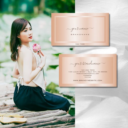 Glamorous Rose Gold Effect with Frame Outstanding Business Card