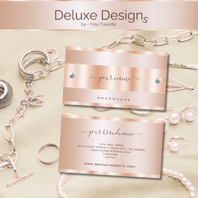 Glamorous Rose Gold Effect with Shimmery Diamonds Business Card (Creator Uploaded)