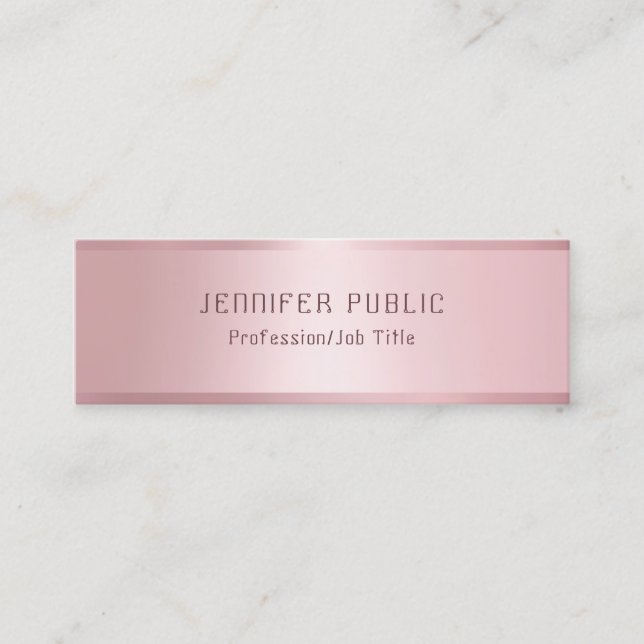 Glamorous Rose Gold Elegant Modern Template Mini Business Card (Front)