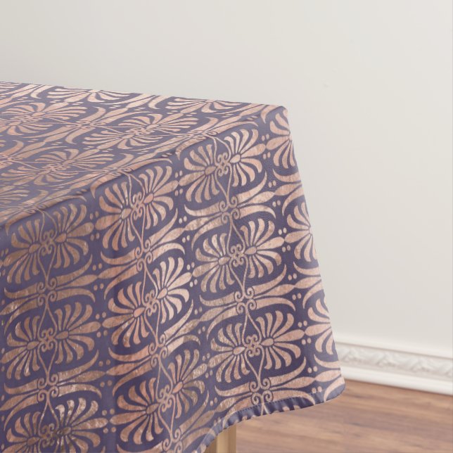 Glamorous Rose Gold Foil and Lavender Art Deco Tablecloth (In Situ)