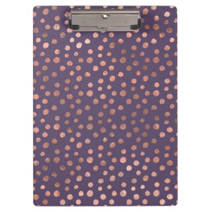 Glamorous Rose Gold Foil and Lavender Art Dots Clipboard