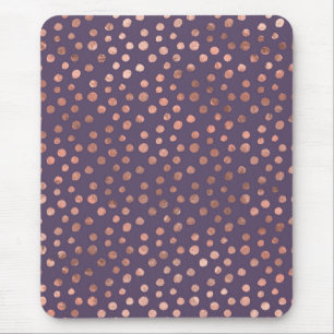 Glamorous Rose Gold Foil and Lavender Art Dots Mouse Pad