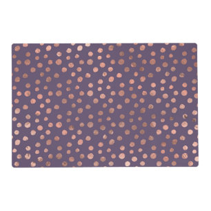 Glamorous Rose Gold Foil and Lavender Art Dots Placemat