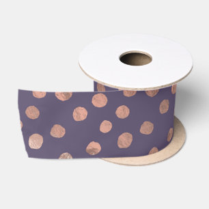 Glamorous Rose Gold Foil and Lavender Art Dots Satin Ribbon