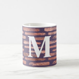 Glamorous Rose Gold Foil and Lavender Brushstrokes Coffee Mug