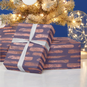Glamorous Rose Gold Foil and Lavender Brushstrokes Wrapping Paper