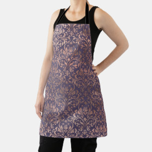 Glamorous Rose Gold Foil and Lavender Damask Apron