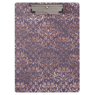 Glamorous Rose Gold Foil and Lavender Damask Clipboard