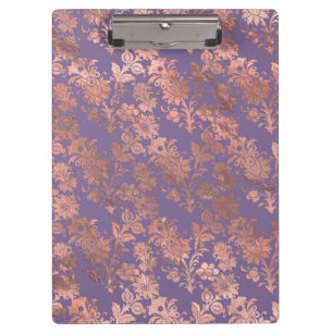 Glamorous Rose Gold Foil and Lavender Floral Clipboard