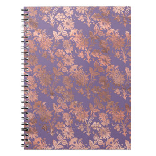 Glamorous Rose Gold Foil and Lavender Floral Notebook