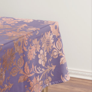 Glamorous Rose Gold Foil and Lavender Floral Tablecloth