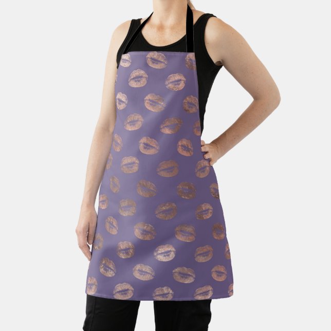 Glamorous Rose Gold Foil and Lavender Lips Apron (Insitu)