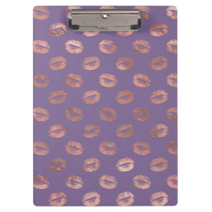 Glamorous Rose Gold Foil and Lavender Lips Clipboard
