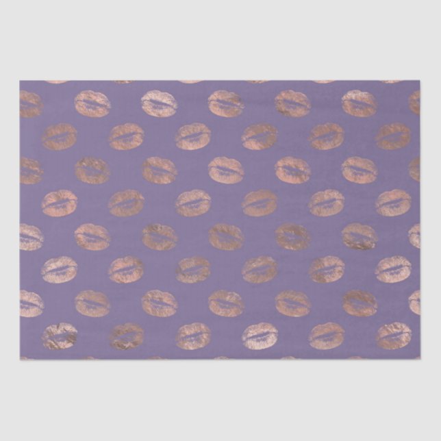 Glamorous Rose Gold Foil and Lavender Lips Tissue Paper (Front)