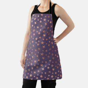 Glamorous Rose Gold Foil and Lavender Stars Apron