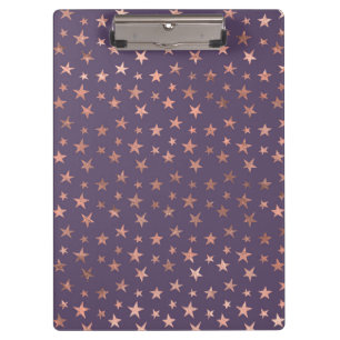 Glamorous Rose Gold Foil and Lavender Stars Clipboard