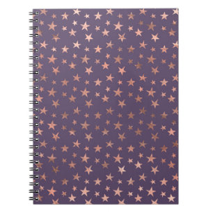 Glamorous Rose Gold Foil and Lavender Stars Notebook