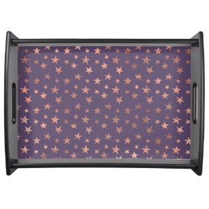Glamorous Rose Gold Foil and Lavender Stars Serving Tray