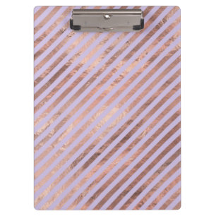 Glamorous Rose Gold Foil and Lavender Stripes Clipboard