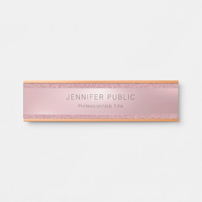 Glamorous Rose Gold Glitter Elegant Professional Door Sign (Front)