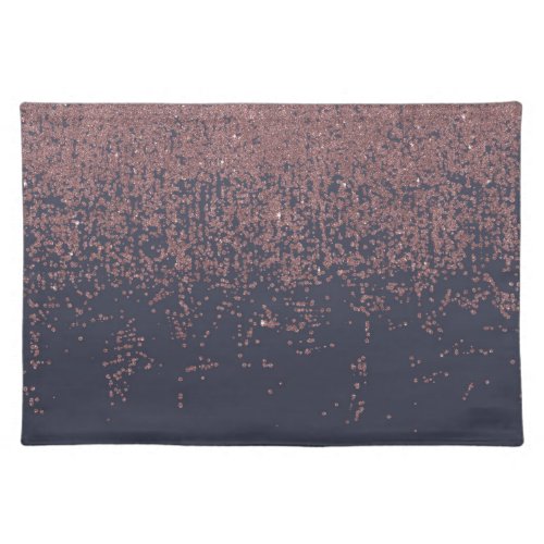 Glamorous Rose Gold Navy Blue Glitter Ombre Cloth Placemat
