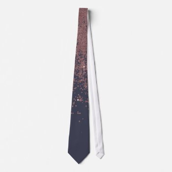 Glamorous Rose Gold Navy Blue Glitter Ombre Neck Tie by BlackStrawberry_Co at Zazzle