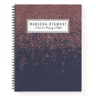 Glamorous Rose Gold Navy Blue Glitter Ombre