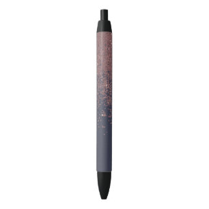 Glamorous Rose Gold Navy Blue Glitter Ombre Pen