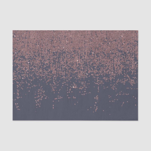 Glamorous Rose Gold Navy Blue Glitter Ombre Tissue Paper (Front)