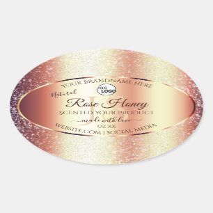 Glamorous Rose Gold Product Labels Initials Logo