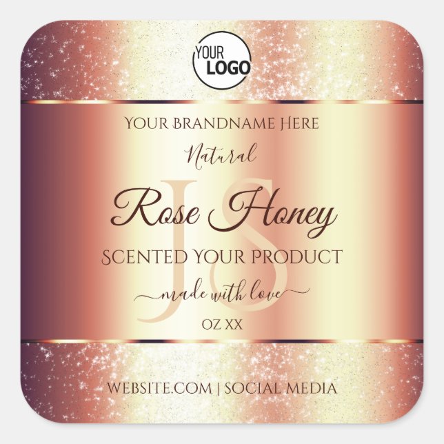 Glamorous Rose Gold Product Labels Initials Logo (Front)