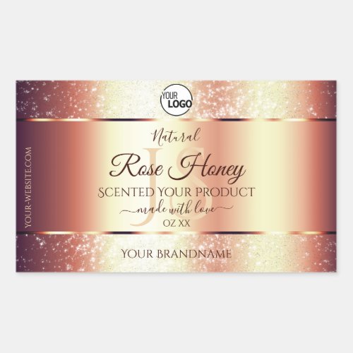 Glamorous Rose Gold Product Labels Initials Logo