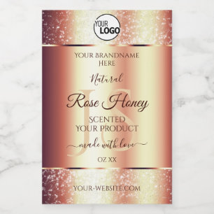Glamorous Rose Gold Product Labels Initials Logo