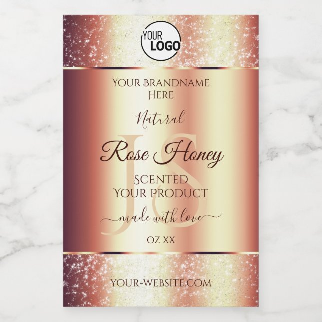 Glamorous Rose Gold Product Labels Initials Logo (Single Label)