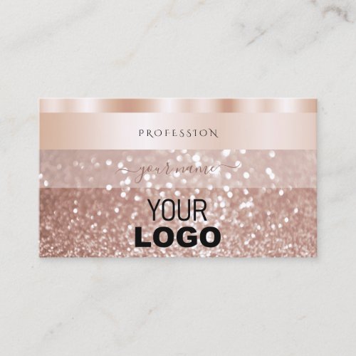 Glamorous Rose Gold Sparkle Glitter Logo Luxurious Business Card
