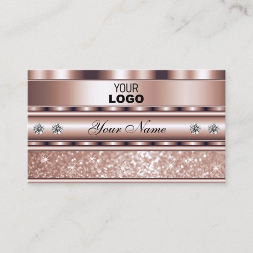 Glamorous Rose Gold Sparkle Glitter Stars Add Logo Business Card