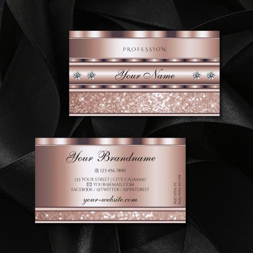 Glamorous Rose Gold Sparkle Glitter Stars Diamonds Business Card