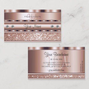 Glamorous Rose Gold Sparkle Glitter Stars Monogram Business Card
