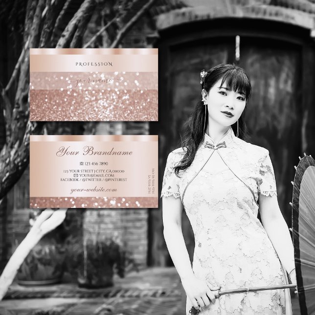Glamorous Rose Gold Sparkling Glitter Luxurious Business Card (Creator Uploaded)