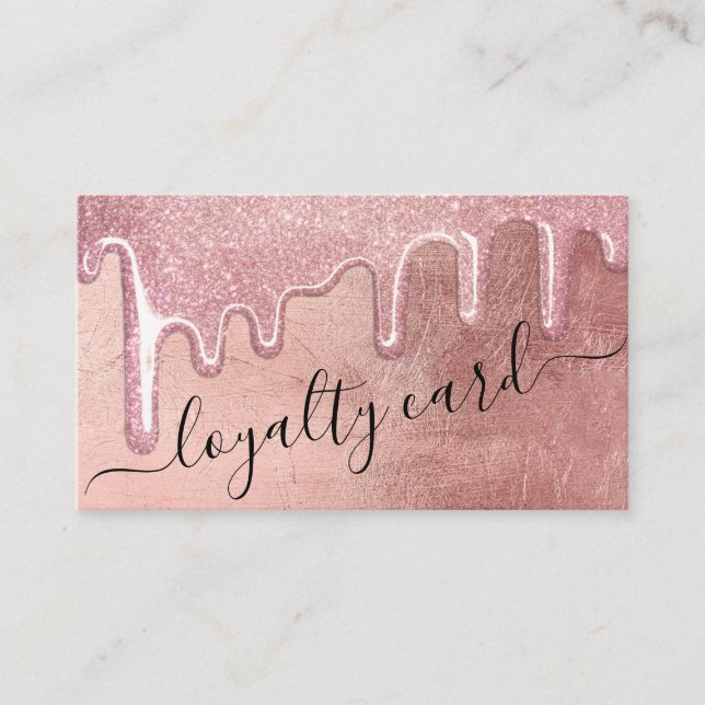 Glamorous Rose Gold Thick Glitter Drips Loyalty (Front)
