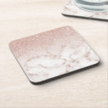 Glamorous Rose Gold White Glitter Marble Gradient Beverage Coaster<br><div class="desc">This elegant and girly design perfect for the trendy and stylish fashionista. It features a faux printed rose gold sparkly glitter ombre gradient on top of a rose pink and white marble stone pattern background. It's glamorous, chic, luxurious, modern, and classy. ***IMPORTANT DESIGN NOTE: For any custom design request such...</div>